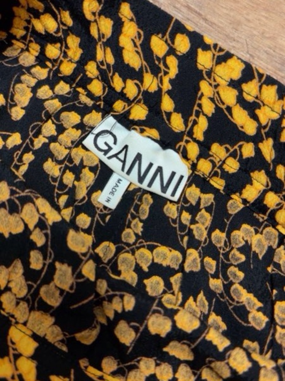 Ganni Black and Yellow Floral Asymmetrical Midi Skirt - Picture 4 of 6